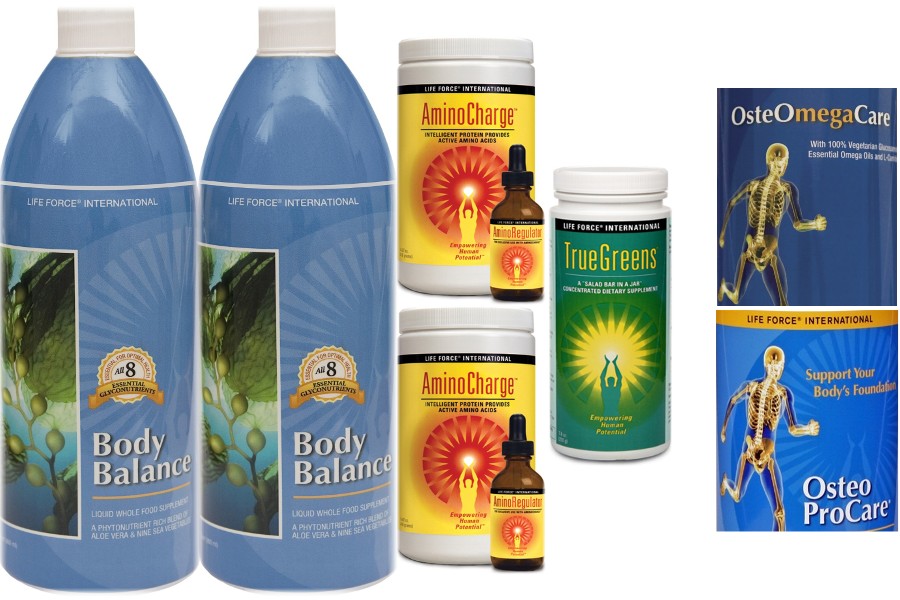 The Whole Shebang is a combination of Body Balance, True Greens, Amino Charge with Regulator, and your choice of liquid calcium.