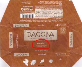 Dagoba chocolate bar wrapper--xocolatl flavor