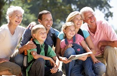 Healthy multigenerational family smiling from good health