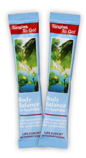 Stick packs of dried Body Balance vitamin supplement