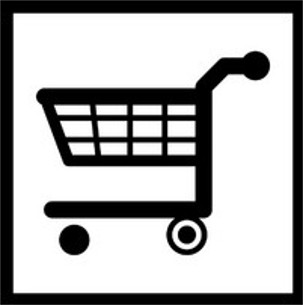 A white square with a graphic of a shopping cart.