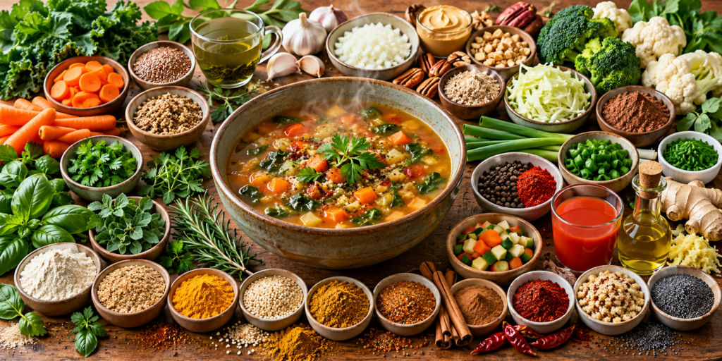 A collage of 34b ingredients