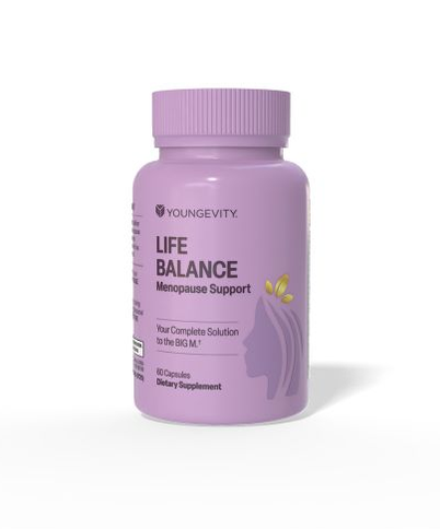 A bottle of Life Balance Menopause support