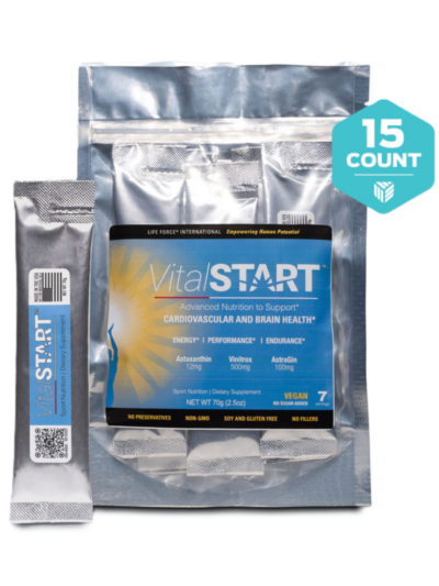 A pouch and powder stick of VitalSTART