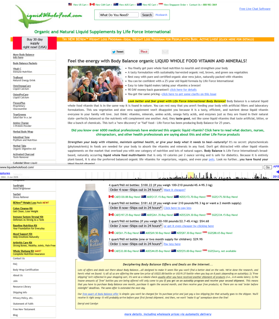 2013 LiquidWholeFood.com Home Page