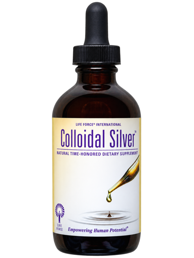 A bottle of Life Force International Colloidal Silver 10 ppm