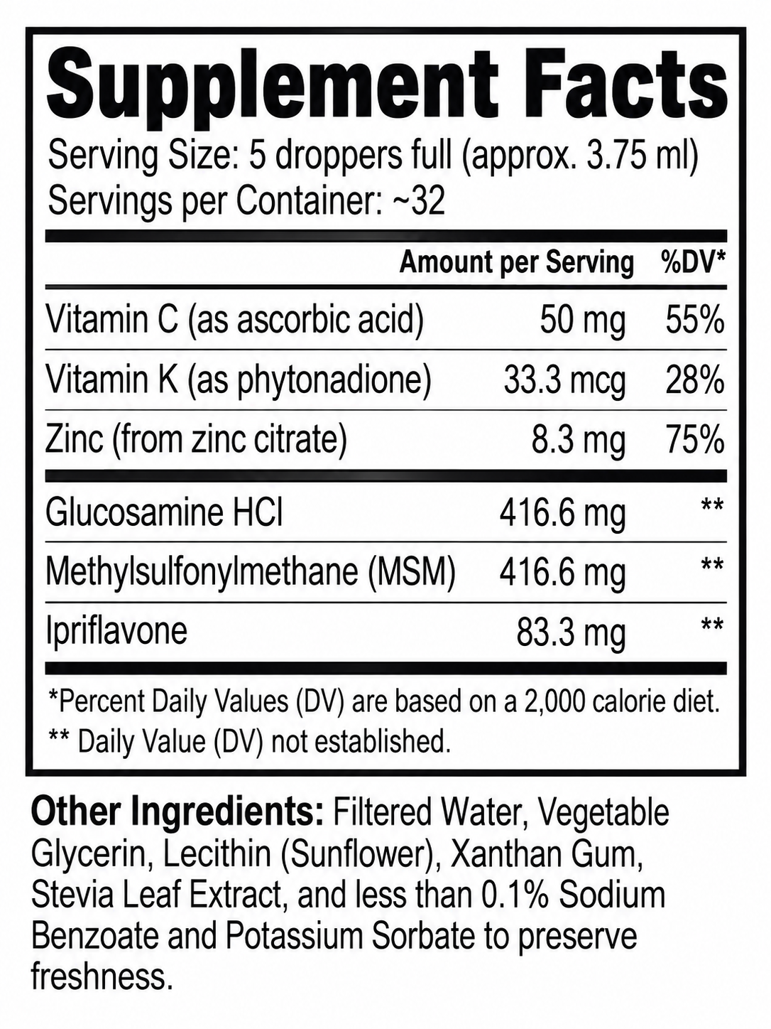 FlexeoPlus Supplement Facts panel and ingredients