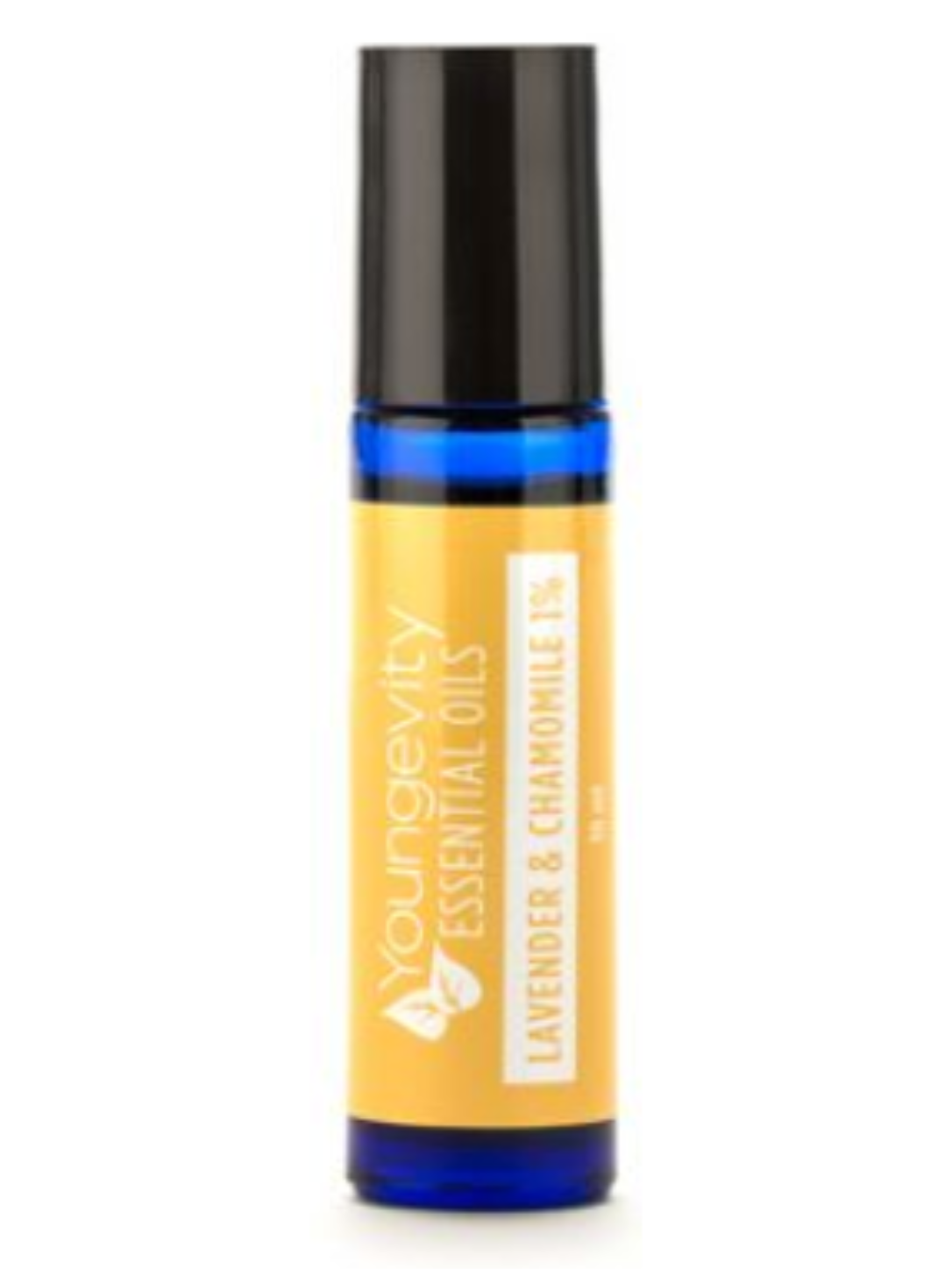 A roller bottle of lavender-chamomile essential oil